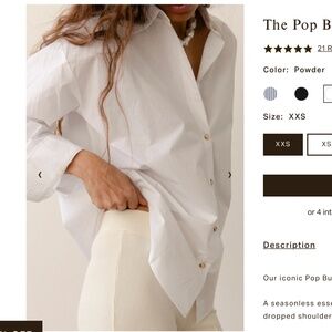 DONNI The Pop Button Down Powder (M) - White NWOT